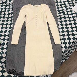 Zara Cream Long Sleeve Knit Dress